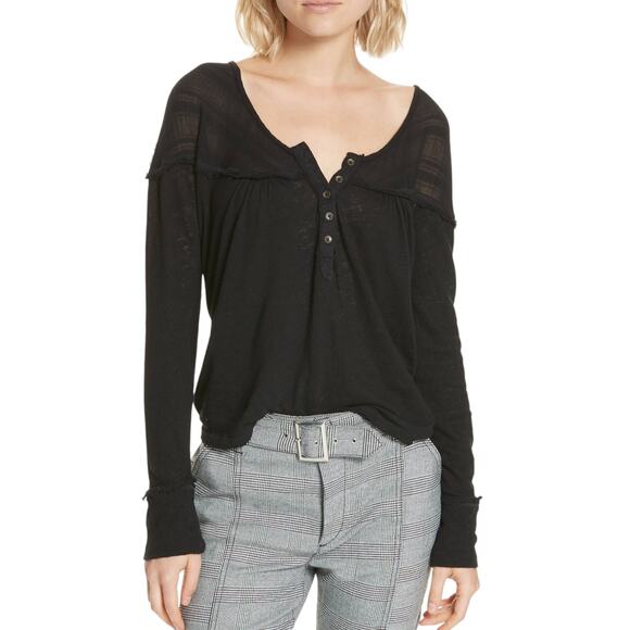 We the Free Down Under Womens size XS Oversized Grungecore Distressed Henley Top - Picture 12 of 12